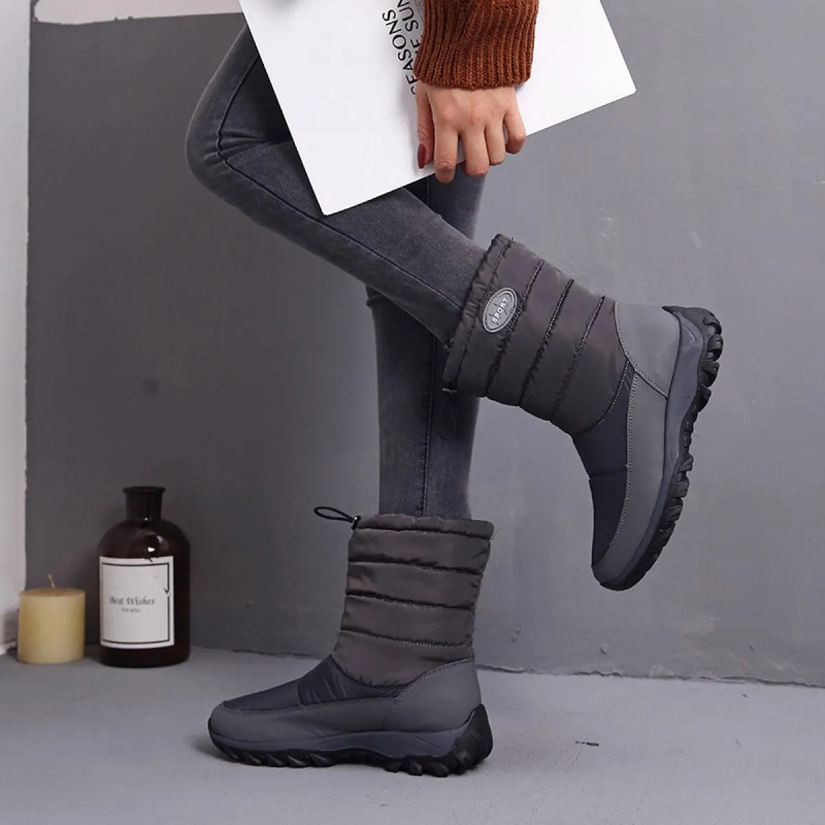 2022 scarpe da donna stivali invernali impermeabili da donna tengono al caldo stivali con plateau con fascia elastica femminile