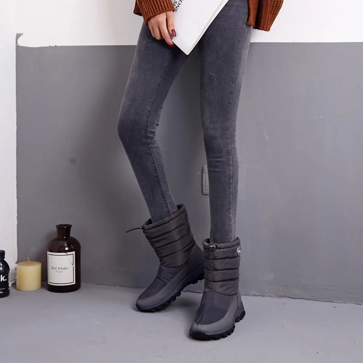 2022 scarpe da donna stivali invernali impermeabili da donna tengono al caldo stivali con plateau con fascia elastica femminile
