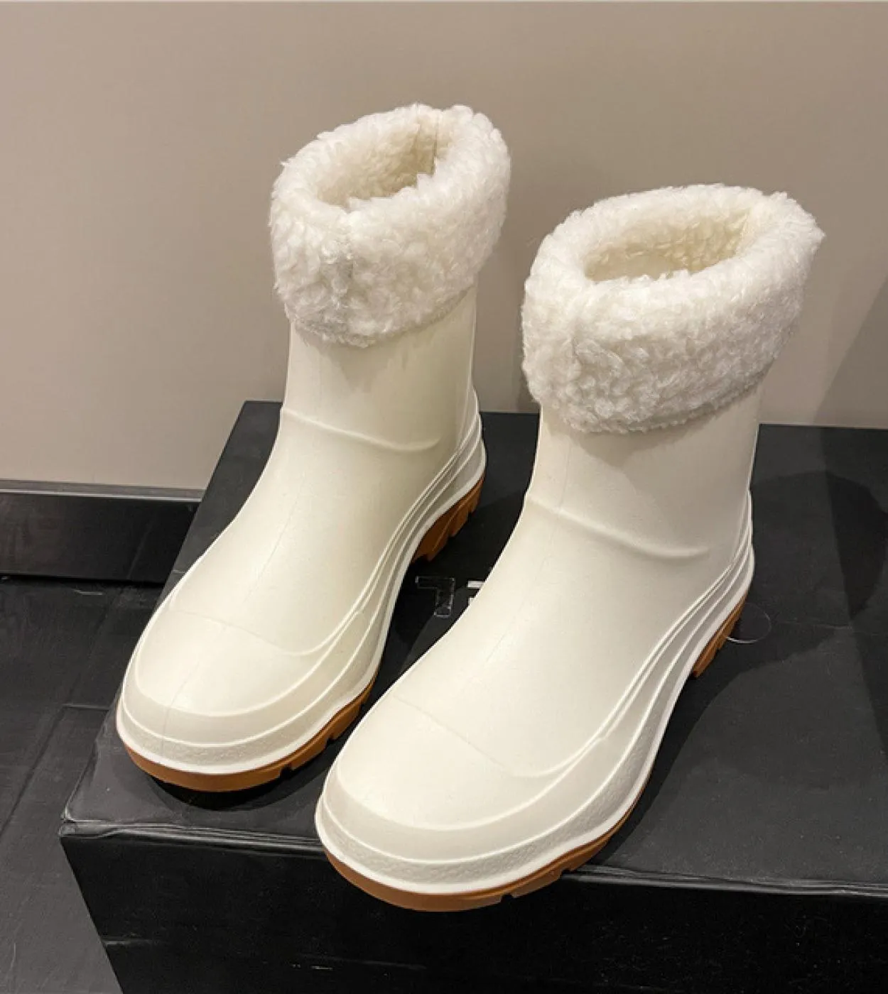 2023 Stivali da pioggia in cotone impermeabili invernali Stivali da pioggia alla caviglia caldi da donna Scarpe da pioggia antis