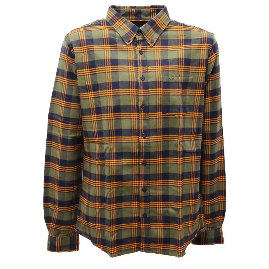 2291AL camicia bimbo boy SUN 68 kids flanel shirt green