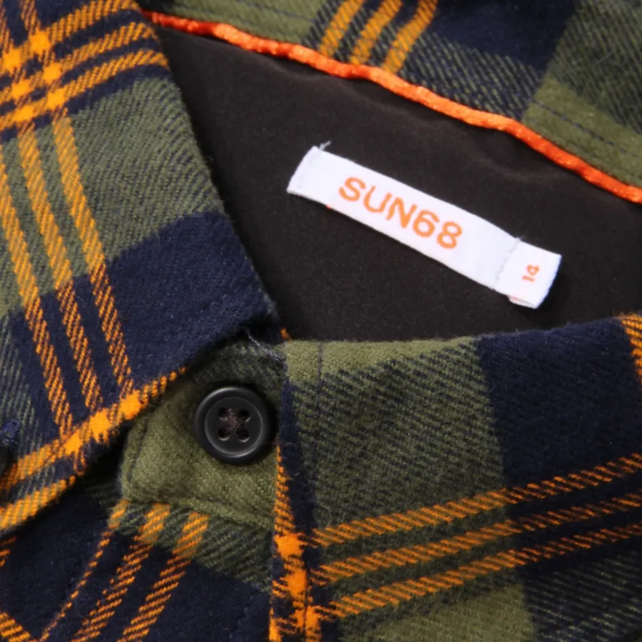 2291AL camicia bimbo boy SUN 68 kids flanel shirt green