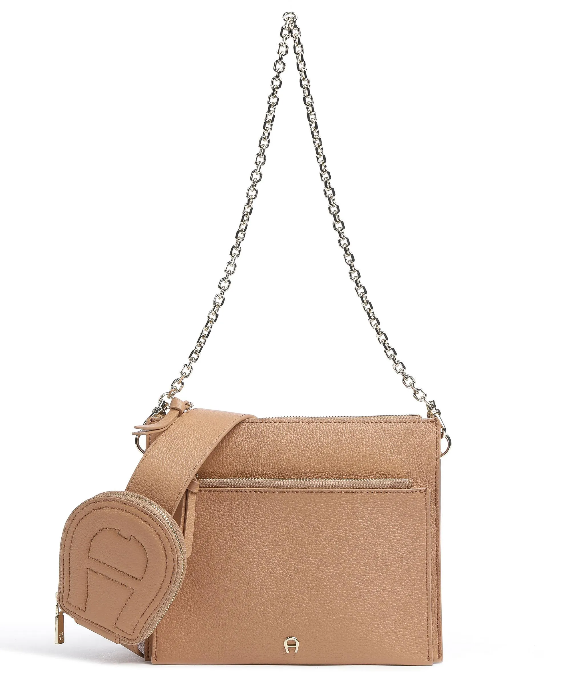  Aigner Isa S Borsa a spalla pelle di vacchetta grana marrone chiaro  