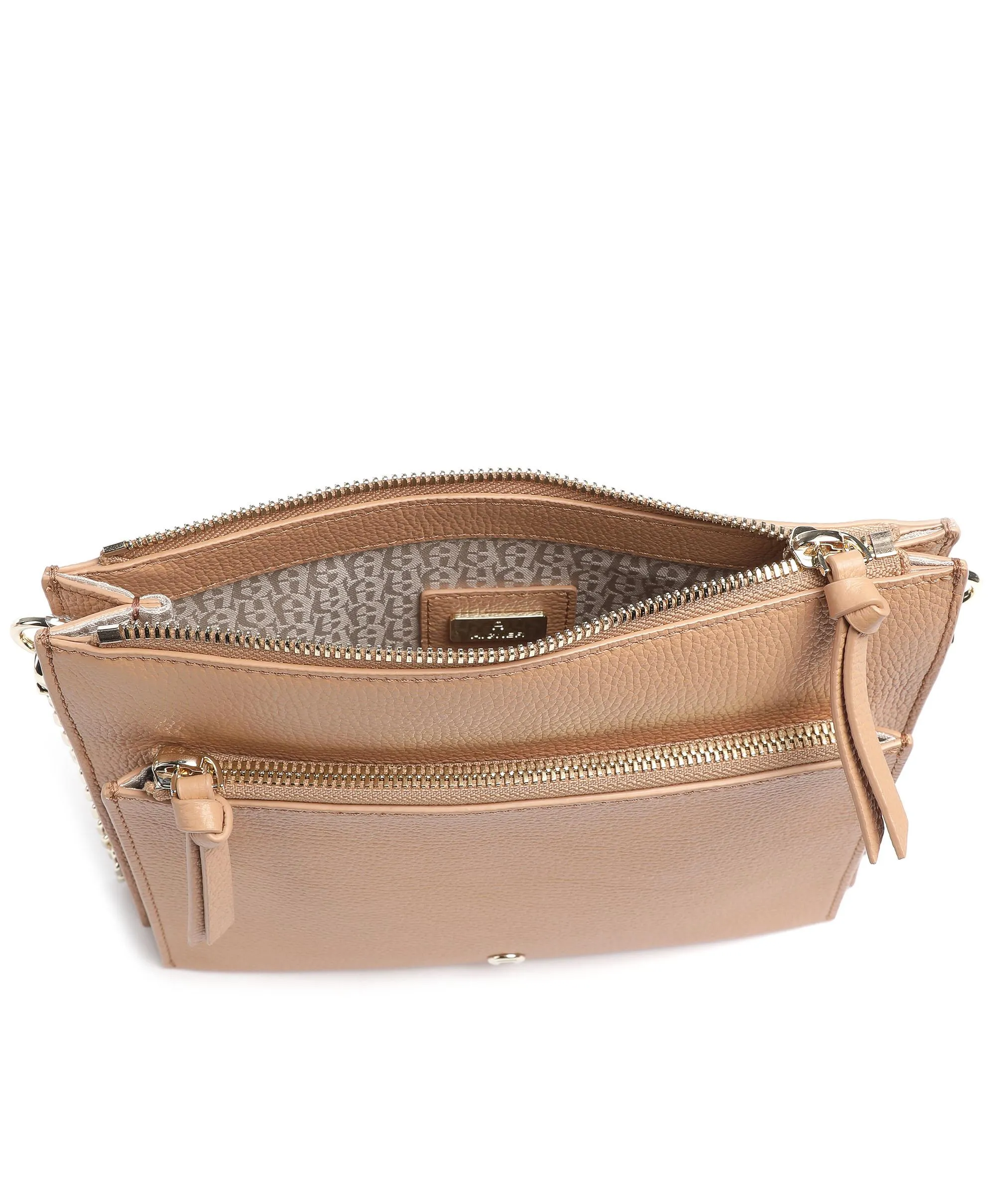  Aigner Isa S Borsa a spalla pelle di vacchetta grana marrone chiaro  