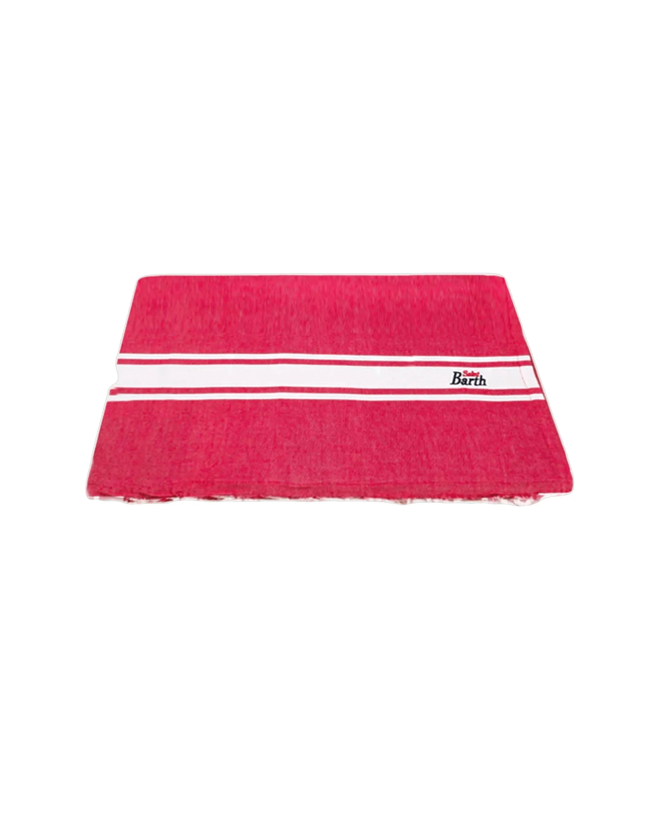 Asciugamano rosso con spugna frange