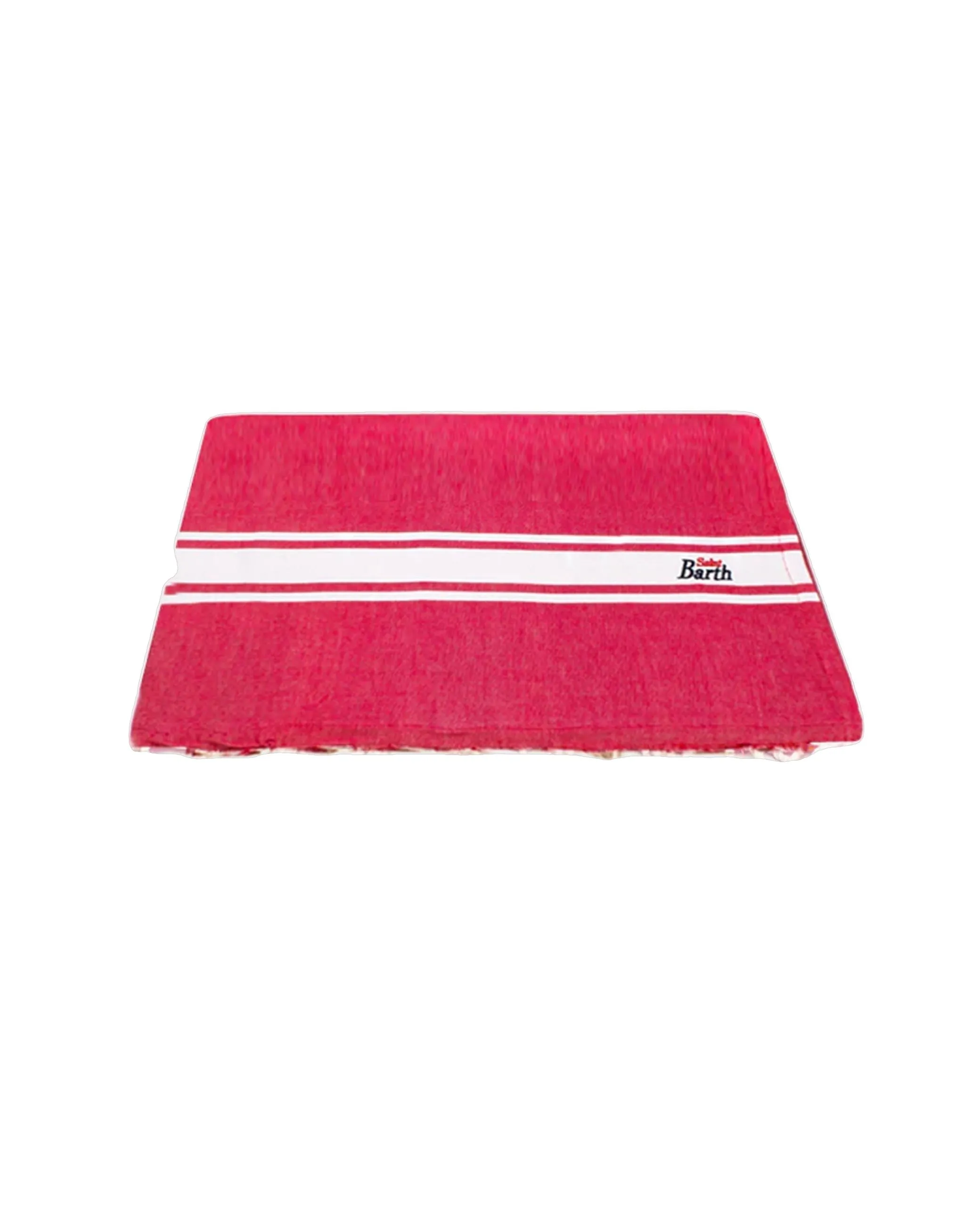 Asciugamano rosso con spugna frange