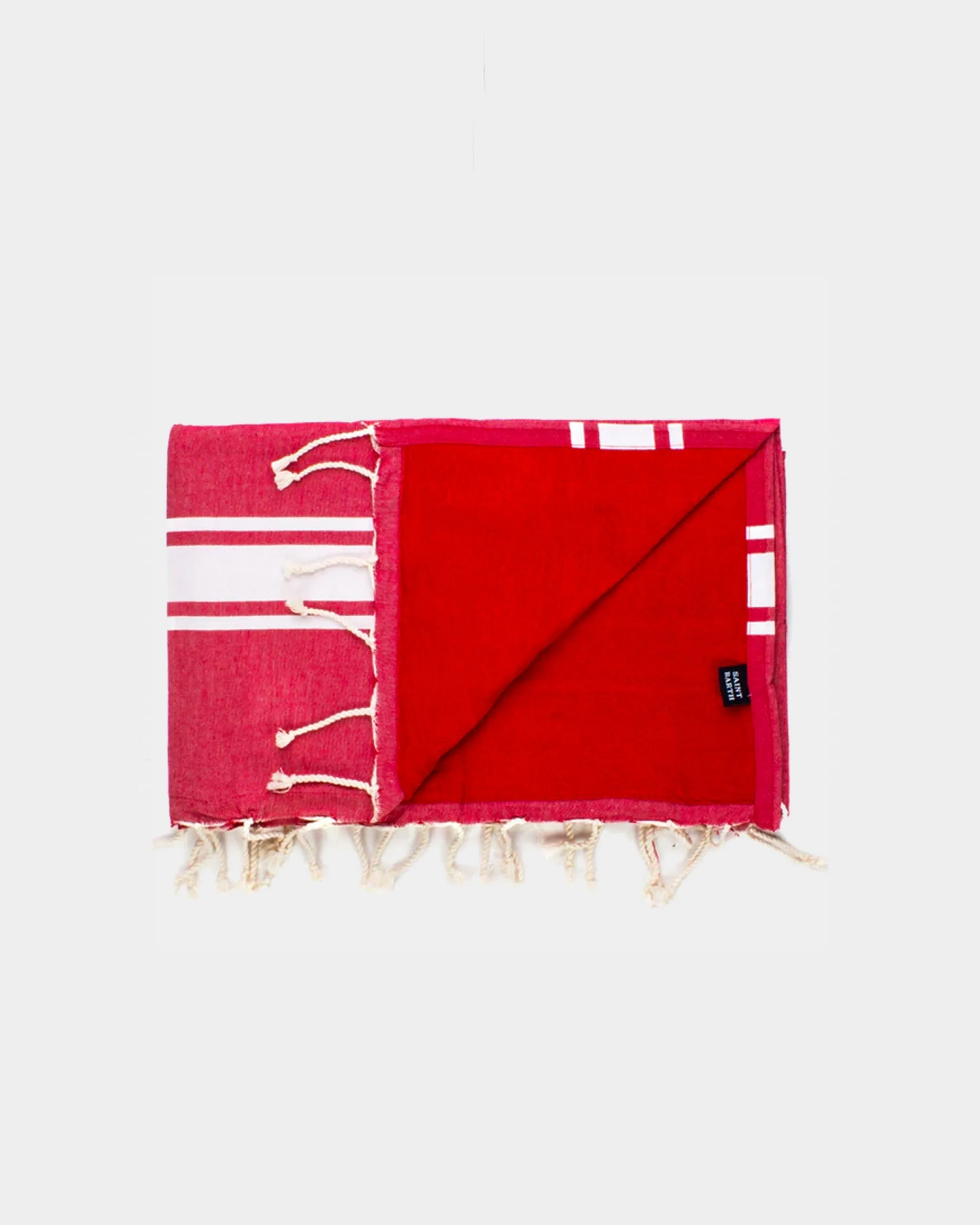 Asciugamano rosso con spugna frange