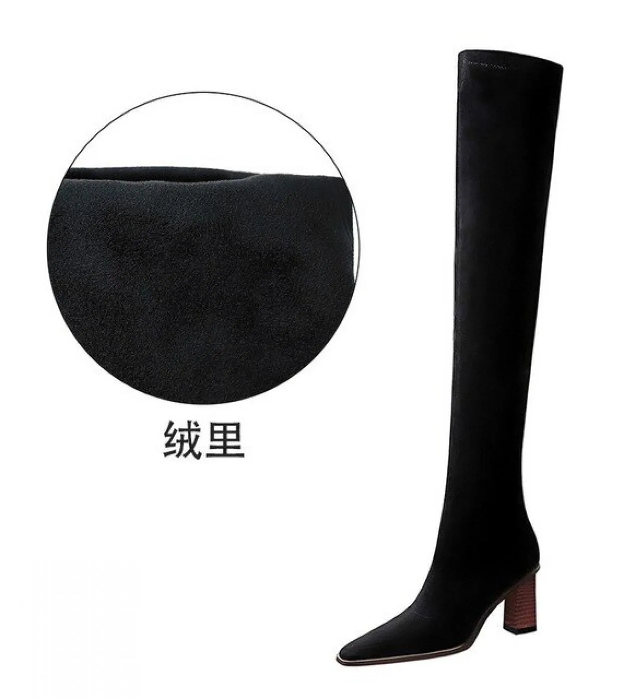 Bigtree Stivali sopra il ginocchio in pelle scamosciata da donna Tacchi alti 7cm Stivali lunghi a coscia Stivali da combattiment