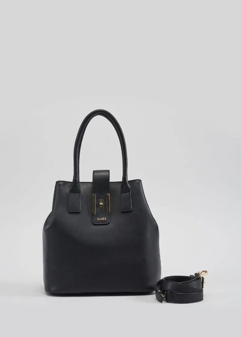 Borsa shoulder con dettagli dorati