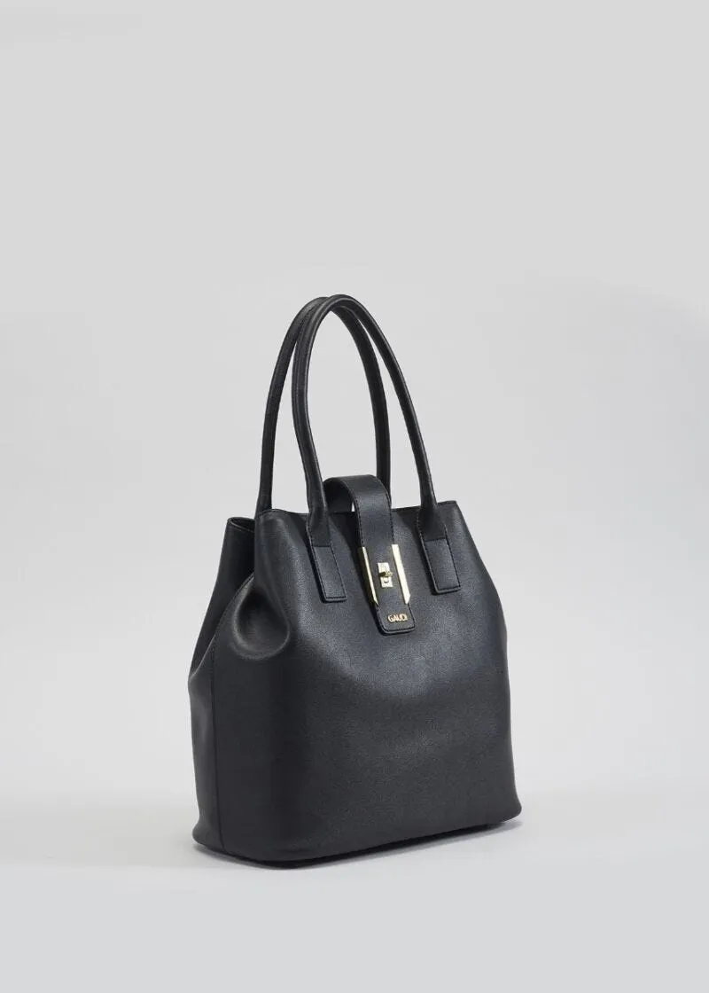 Borsa shoulder con dettagli dorati