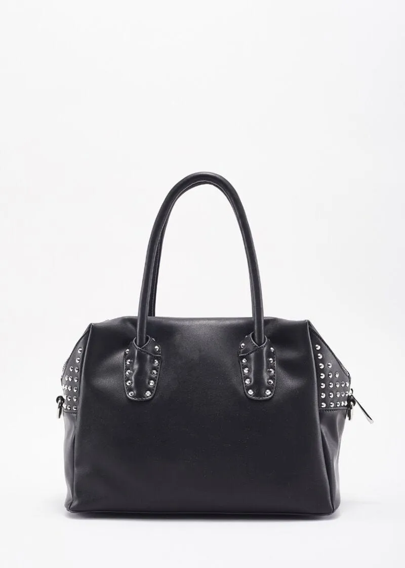 Borsa top handle con borchie