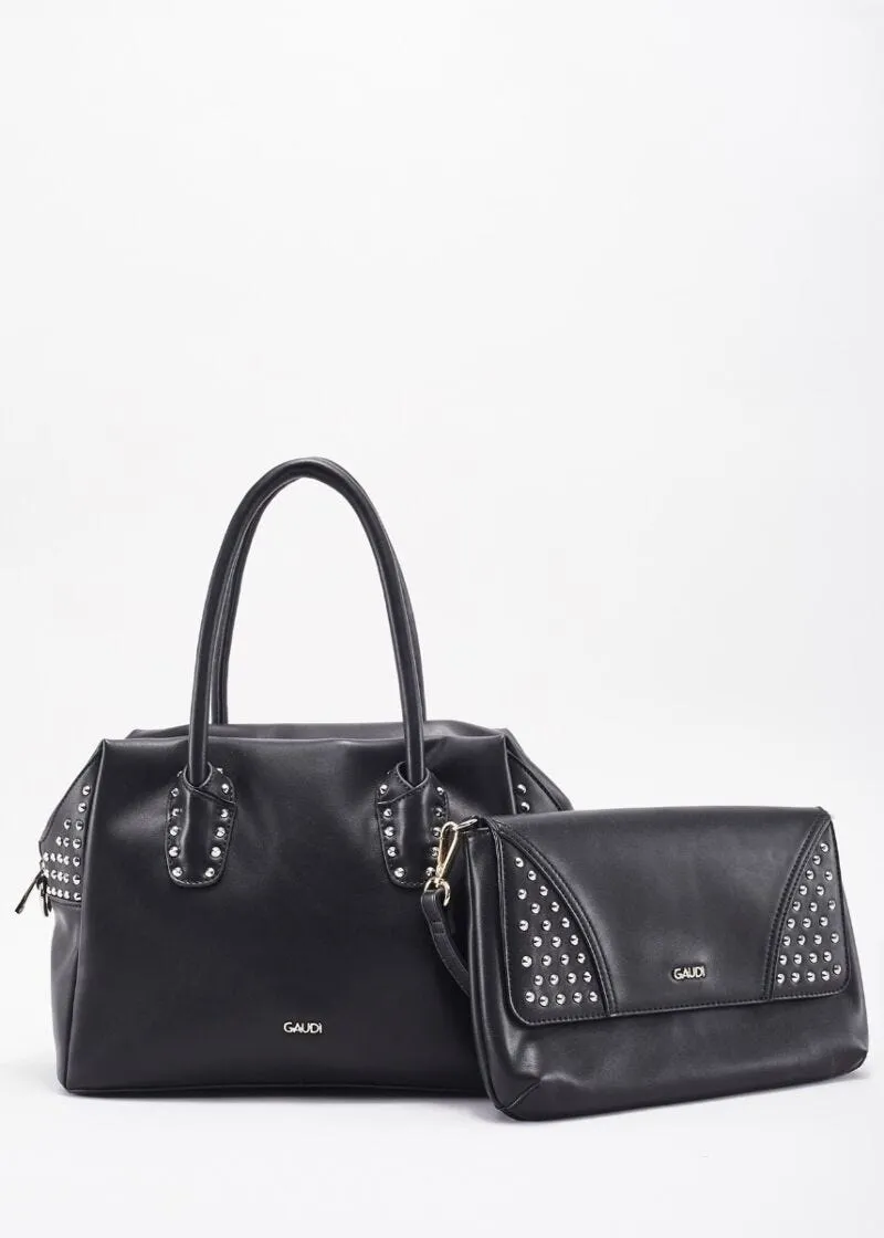 Borsa top handle con borchie