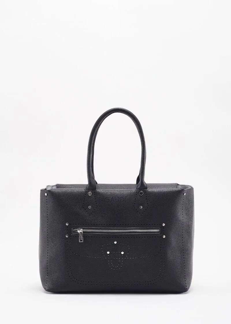 Borsa top handle con decorazioni laser