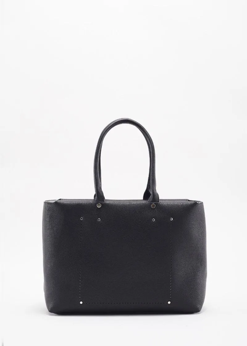 Borsa top handle con decorazioni laser