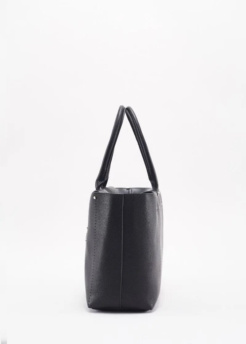 Borsa top handle con decorazioni laser