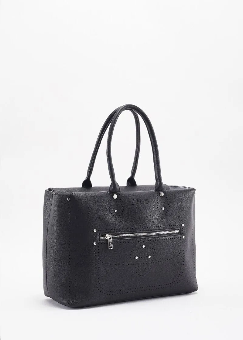Borsa top handle con decorazioni laser