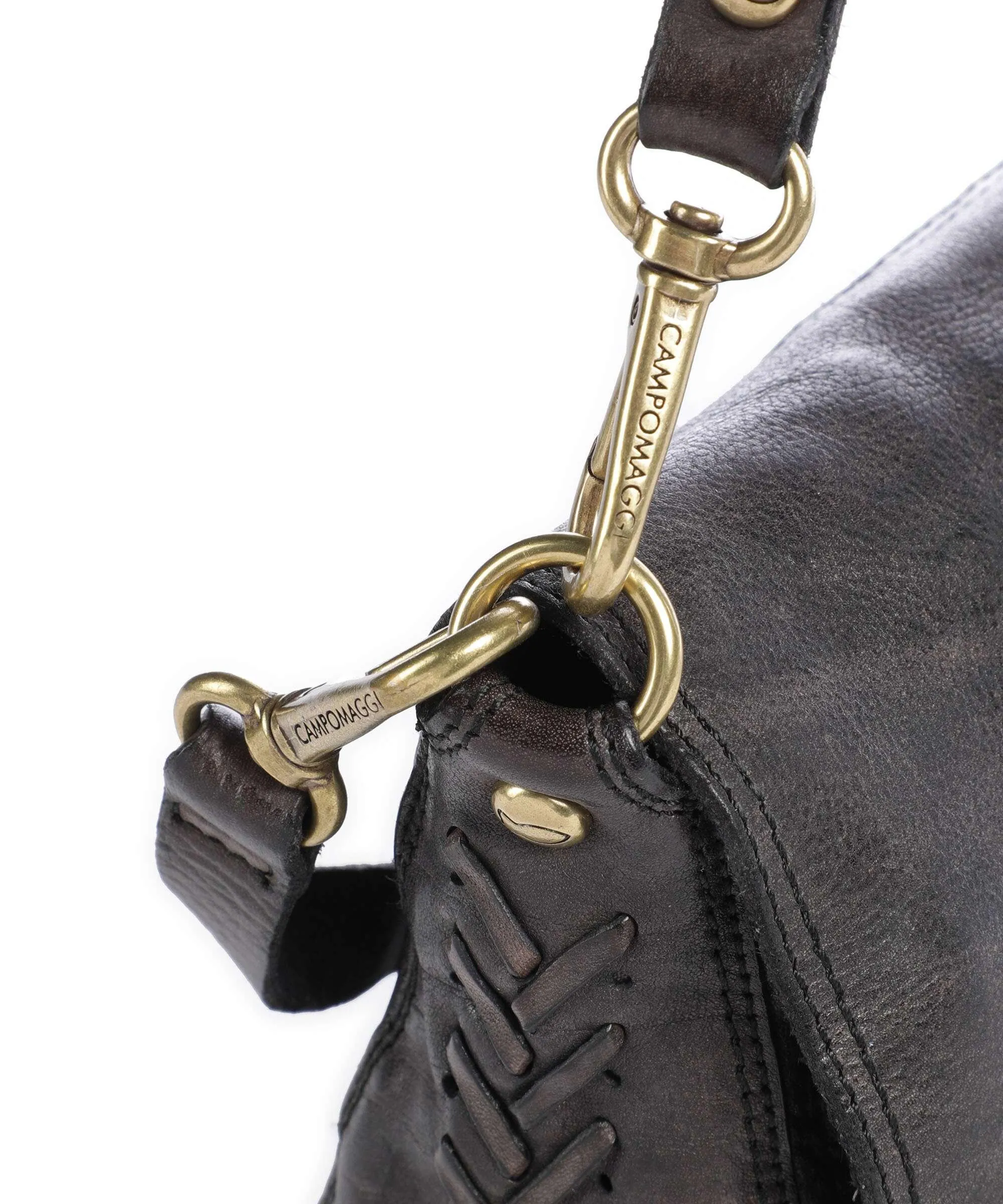  Campomaggi Borsa a spalla pelle di vacchetta finemente grana grigio scuro  