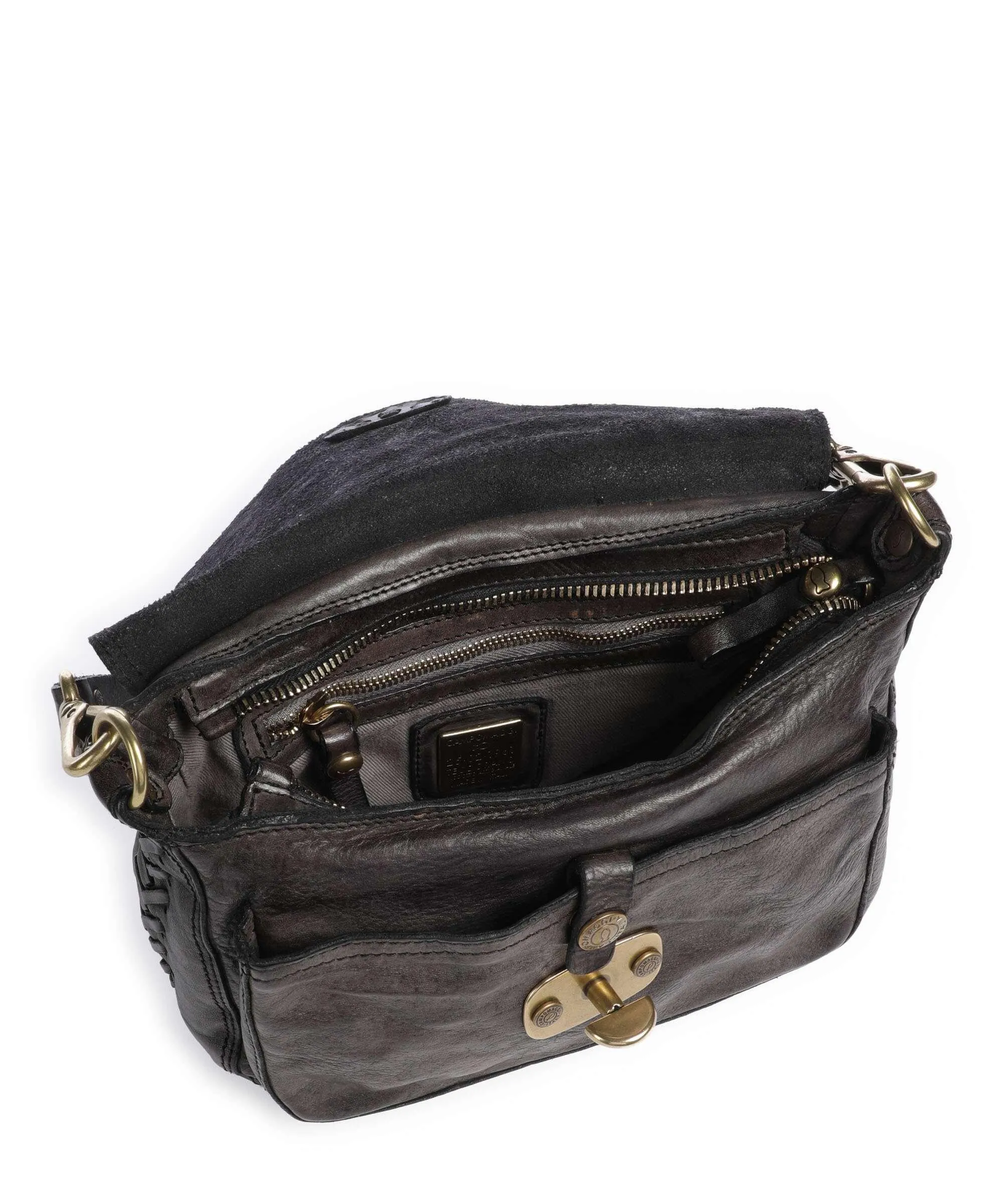  Campomaggi Borsa a spalla pelle di vacchetta finemente grana grigio scuro  
