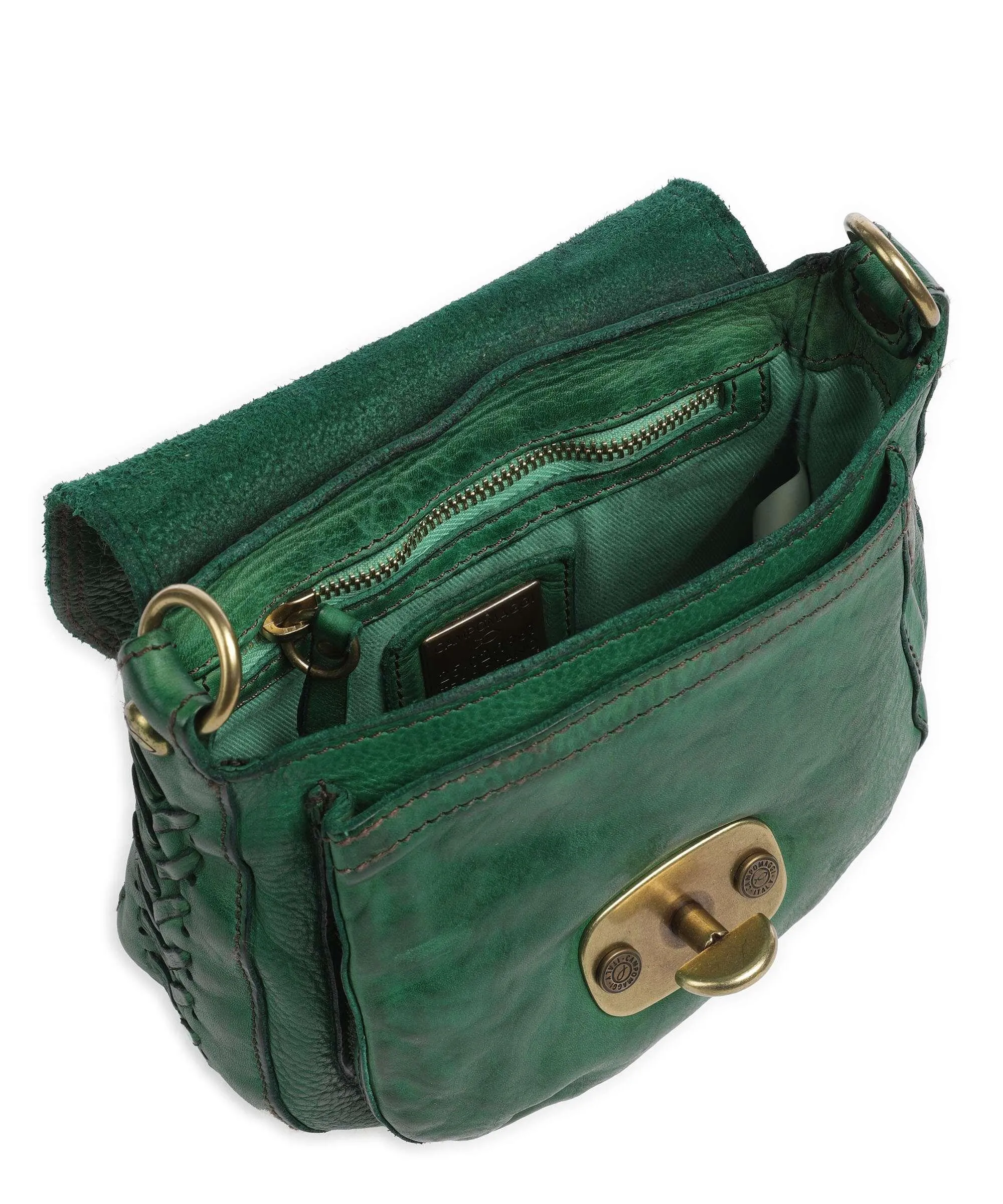  Campomaggi Borsa a spalla pelle di vacchetta finemente grana verde  