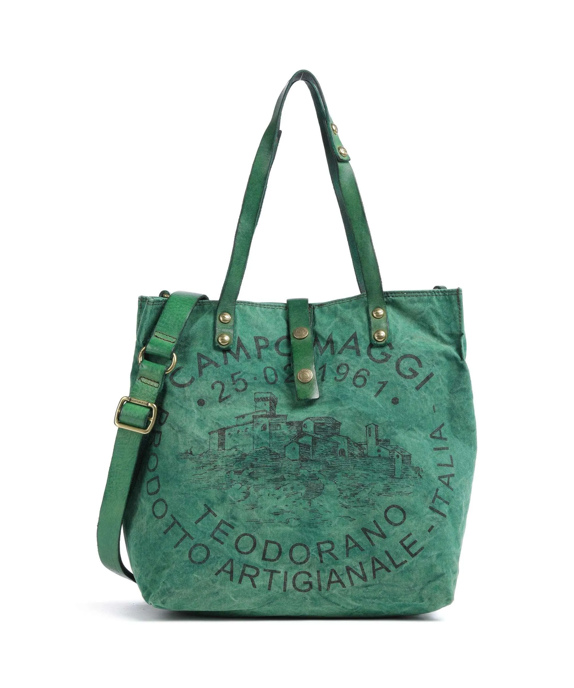  Campomaggi Borsa shopper tela verde  
