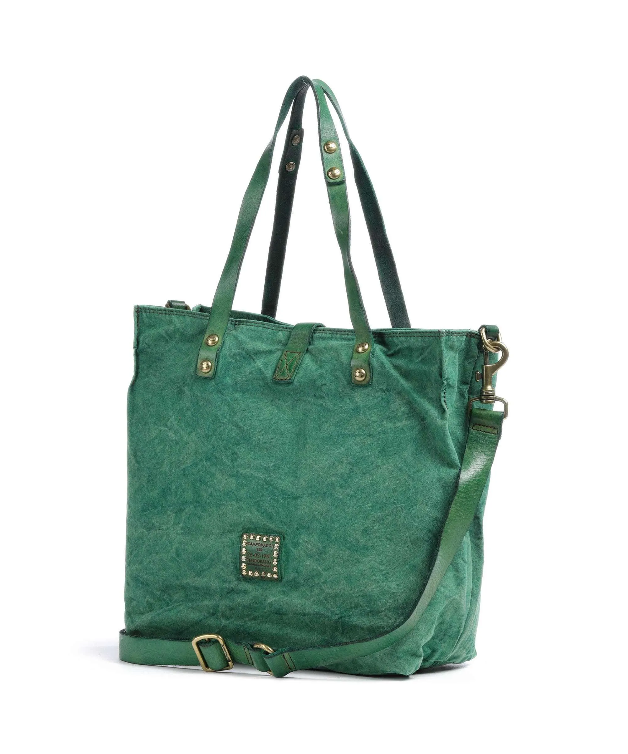  Campomaggi Borsa shopper tela verde  