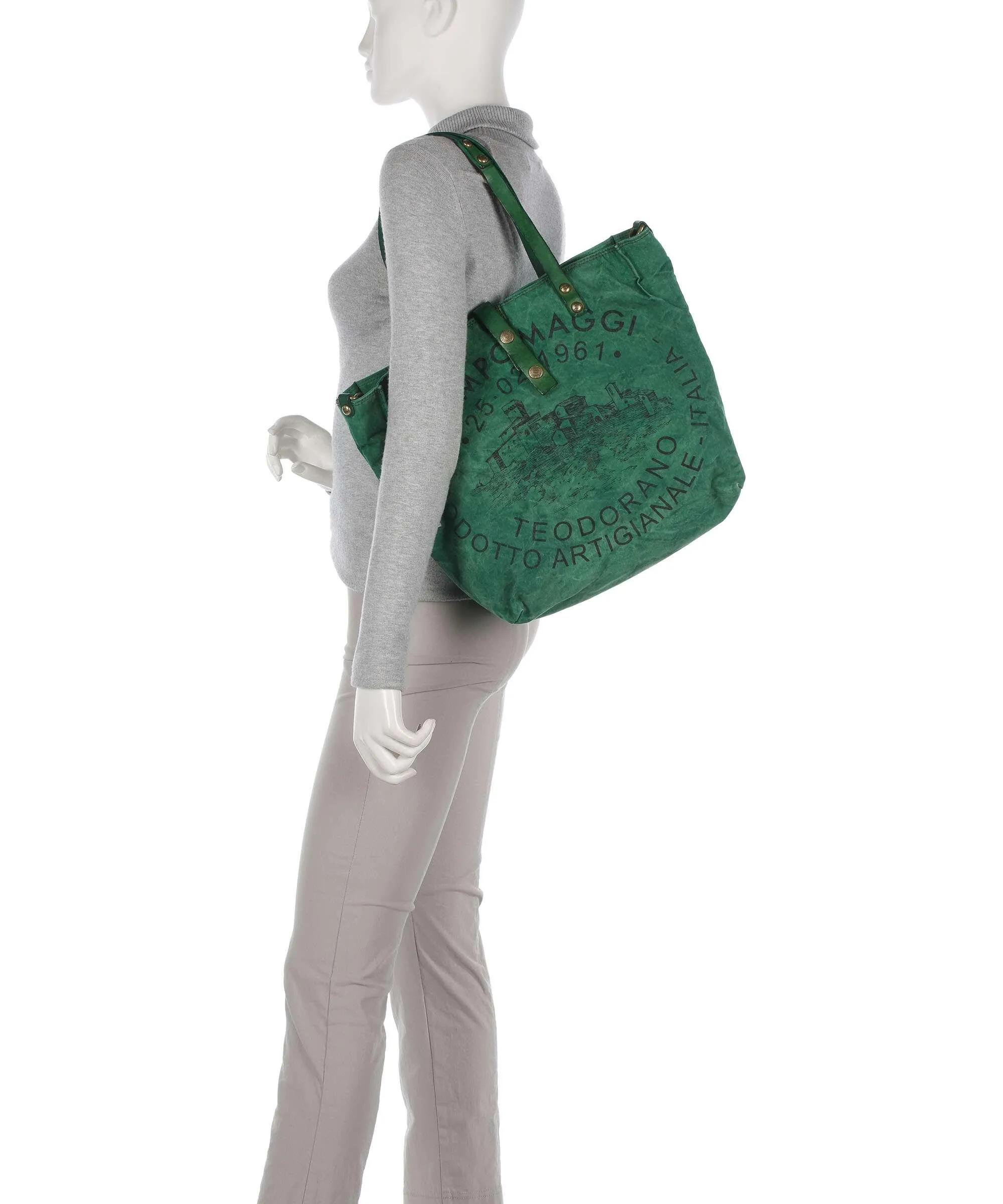  Campomaggi Borsa shopper tela verde  