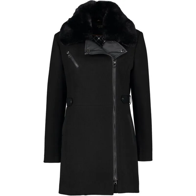 Cappotto con dettagli in eco pelle