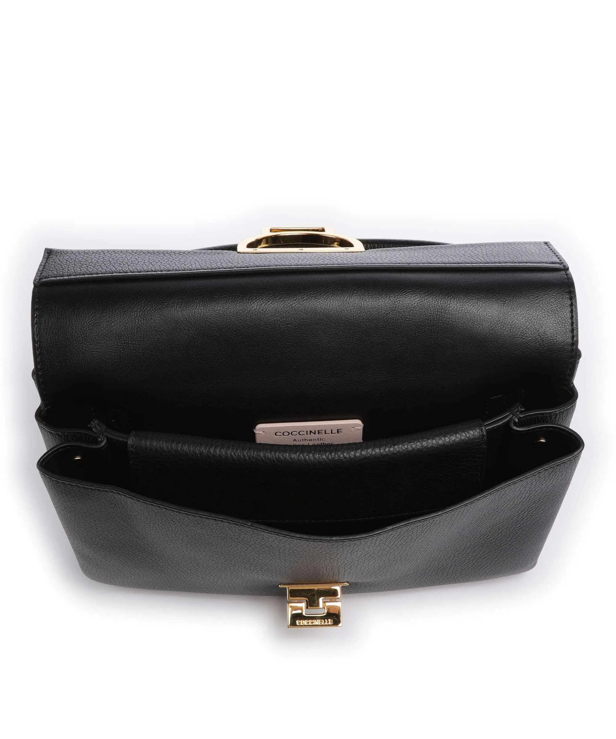 Coccinelle Arlettis Signature Borsa a mano pelle di vacchetta grana nero  