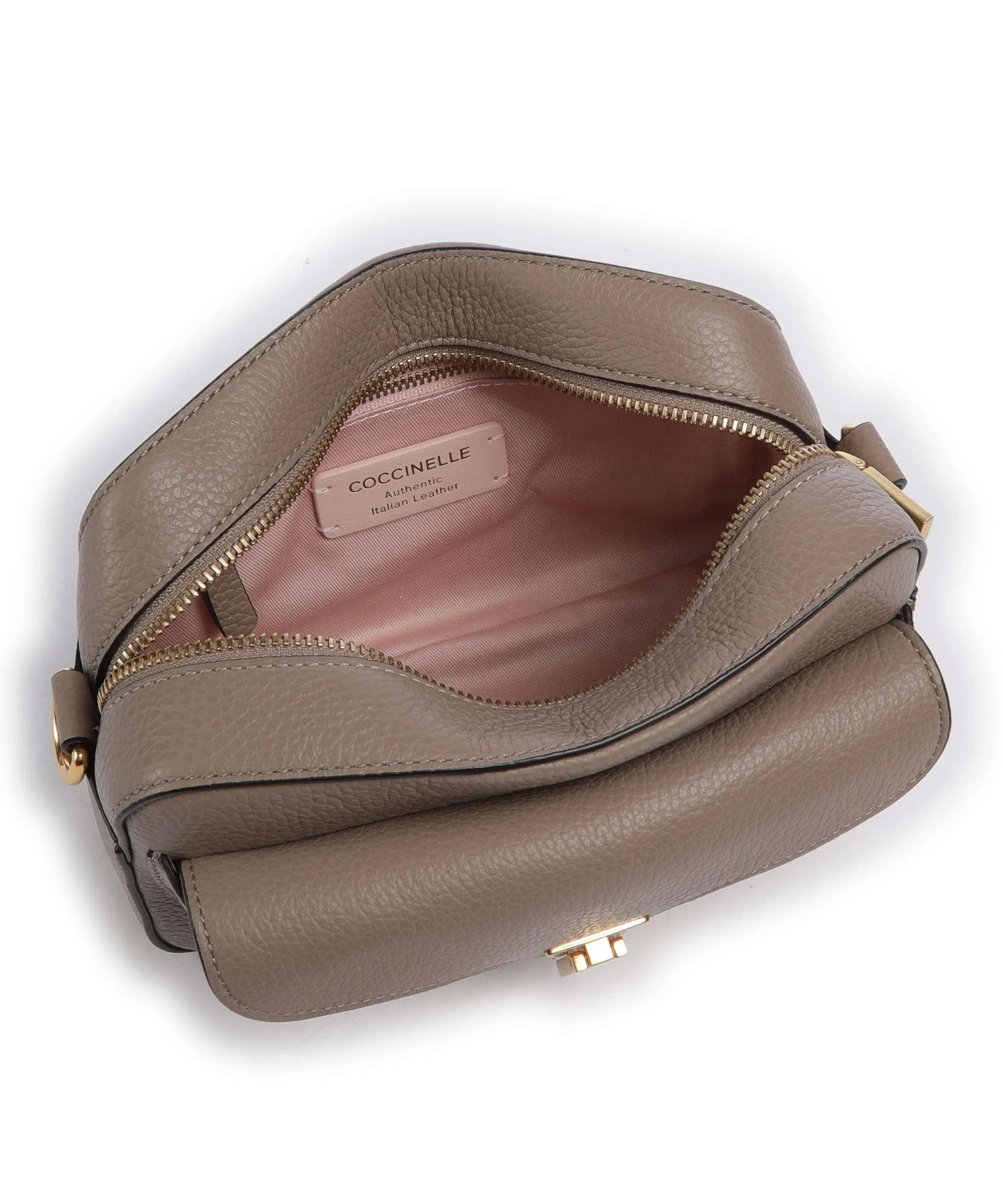  Coccinelle Beat Soft Ribbon Borsa a tracolla pelle granulata taupe  