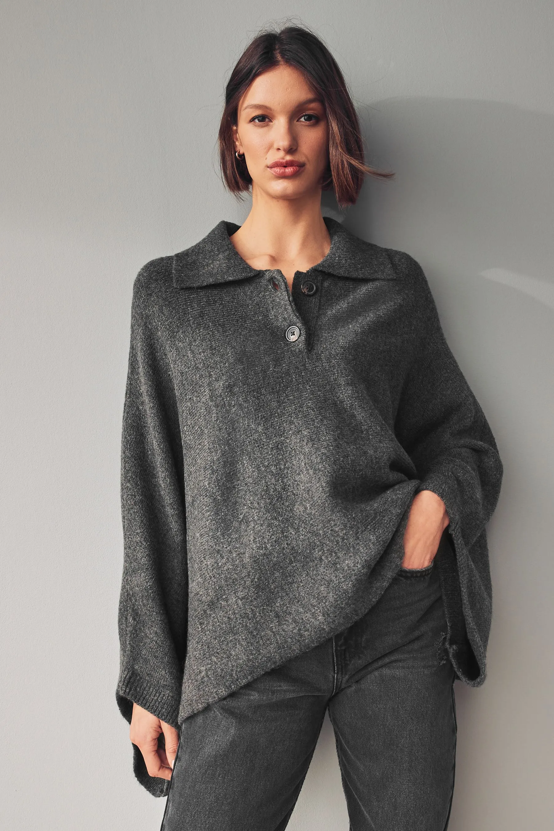 Collared Poncho    