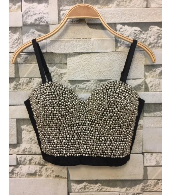 Corpetto metalpearl strass