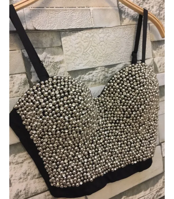 Corpetto metalpearl strass