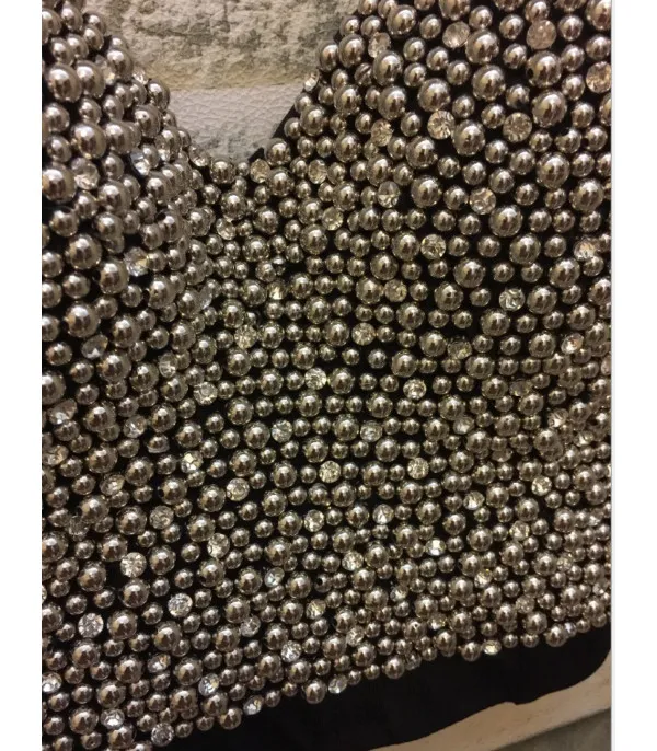 Corpetto metalpearl strass