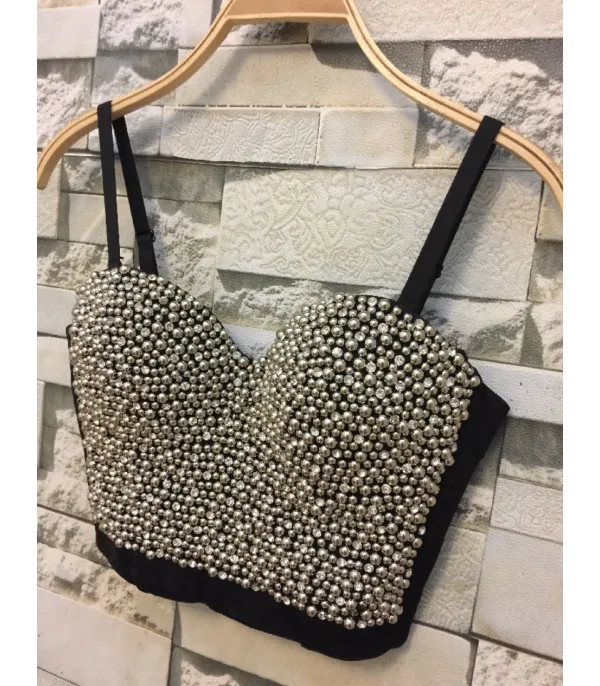 Corpetto metalpearl strass