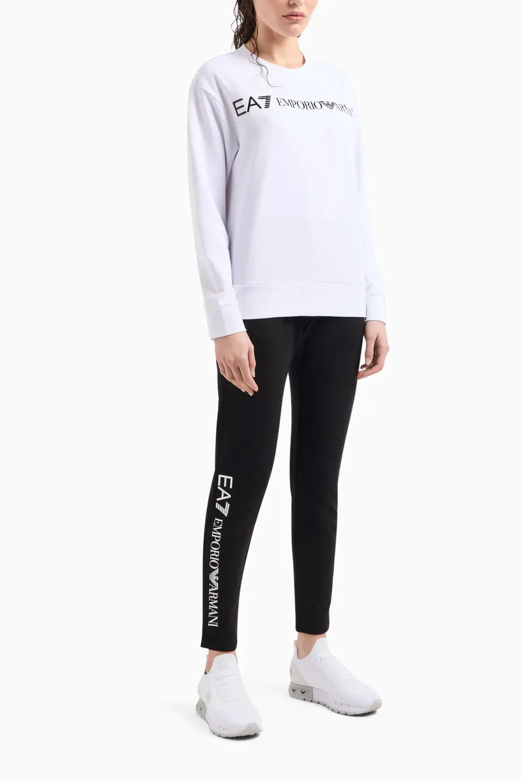 EA7 TUTA IN COTONE STRETCH BIANCO/NERO  8NTV54