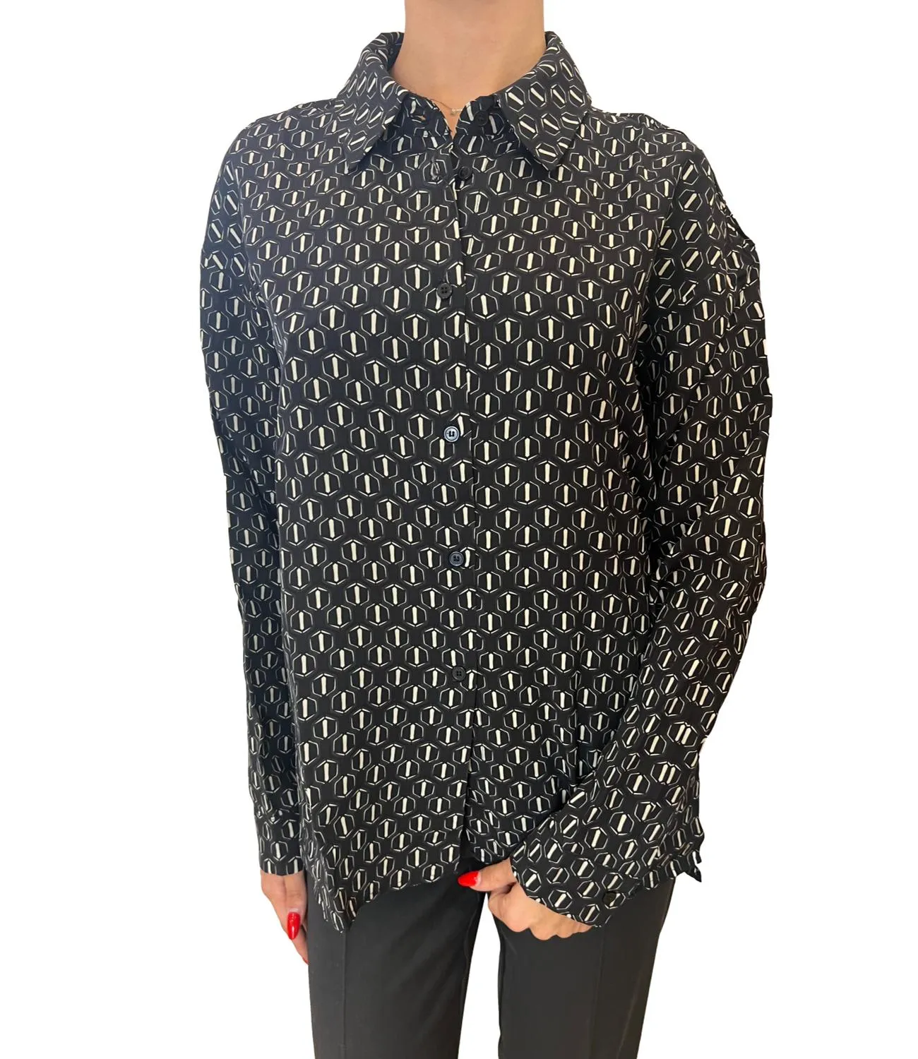 EMME MARELLA Emme Marella camicia GANGE nero geometrico donna