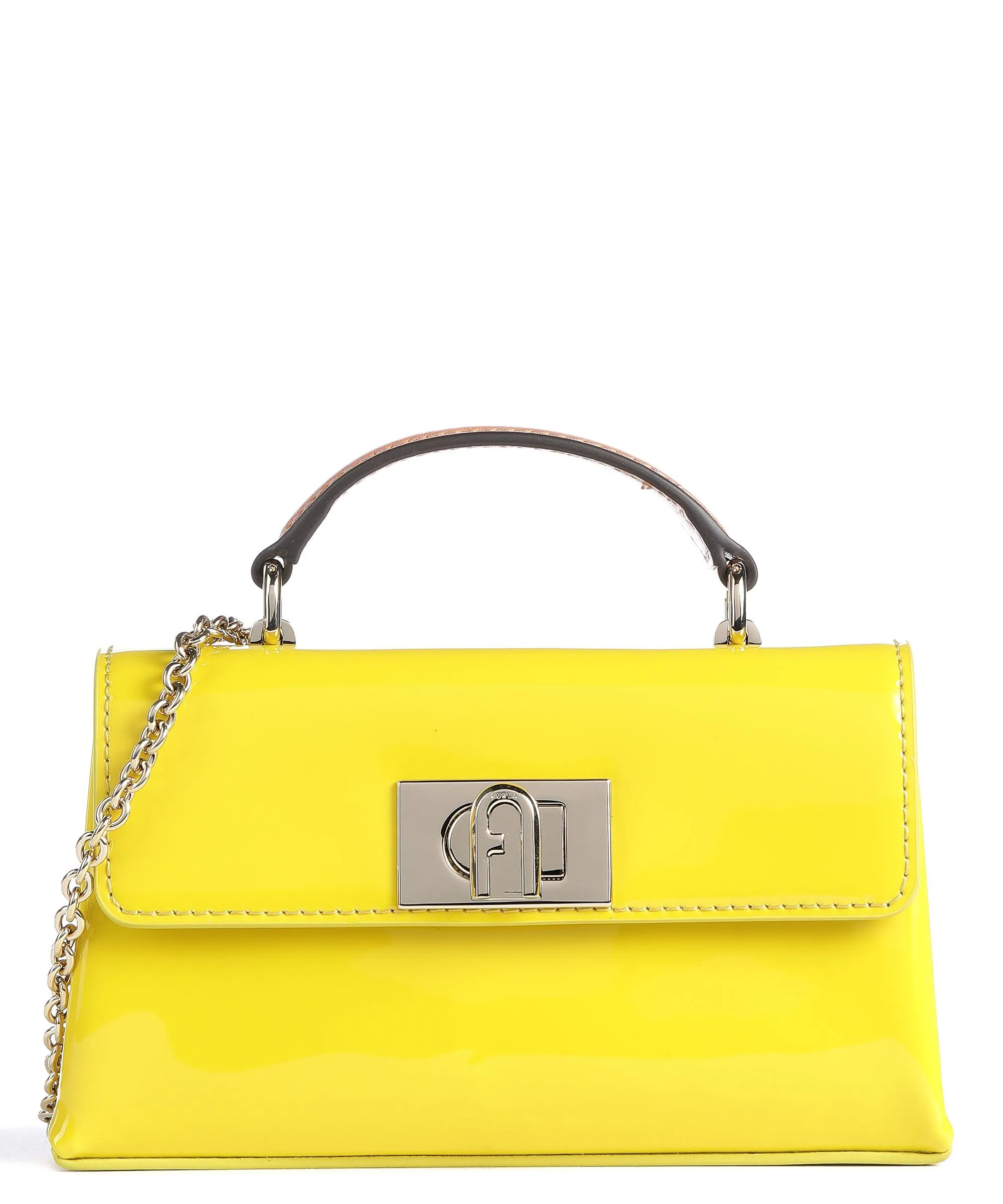  Furla 1927 Mini Borsa a tracolla pelle verniciata giallo  