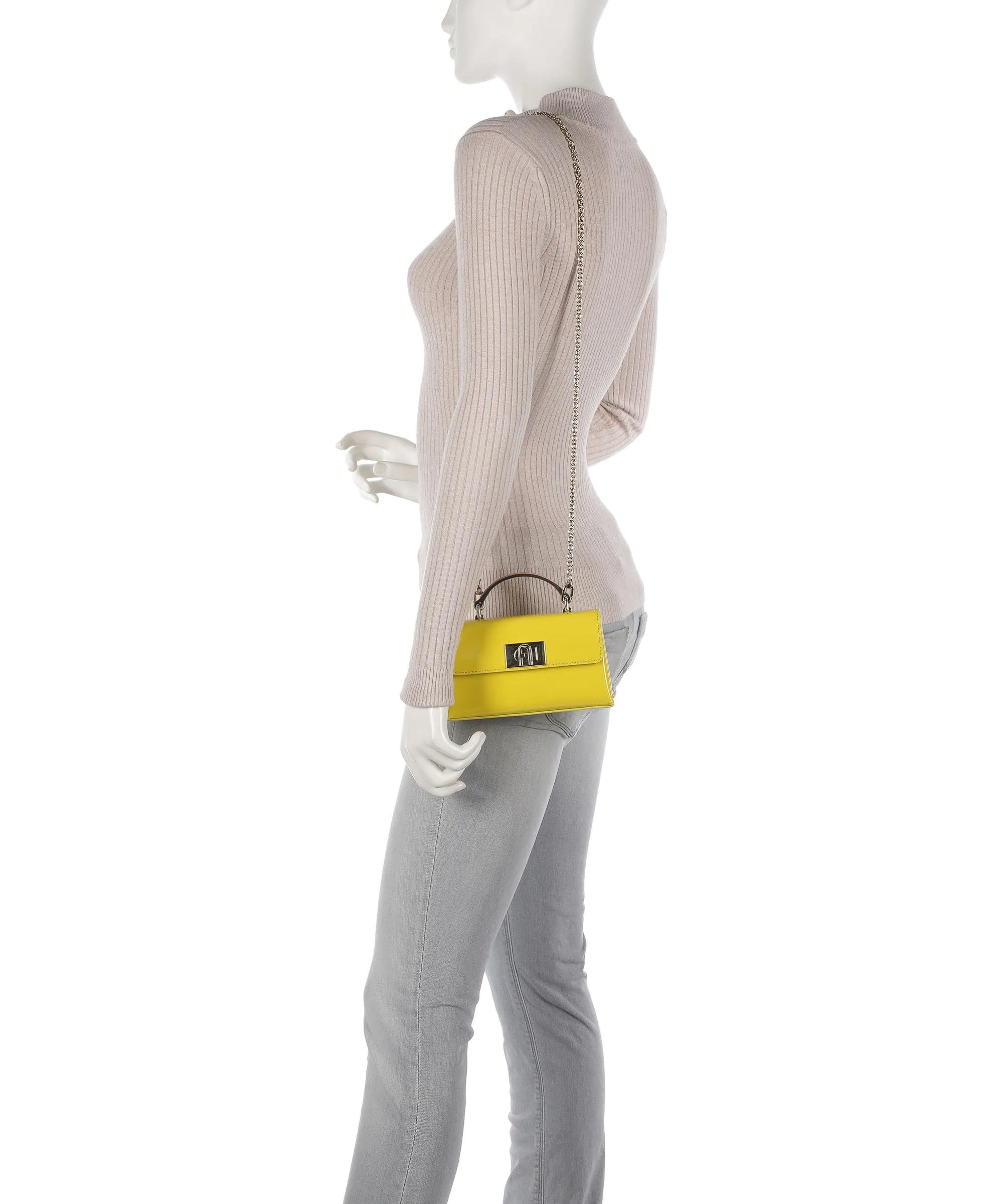  Furla 1927 Mini Borsa a tracolla pelle verniciata giallo  