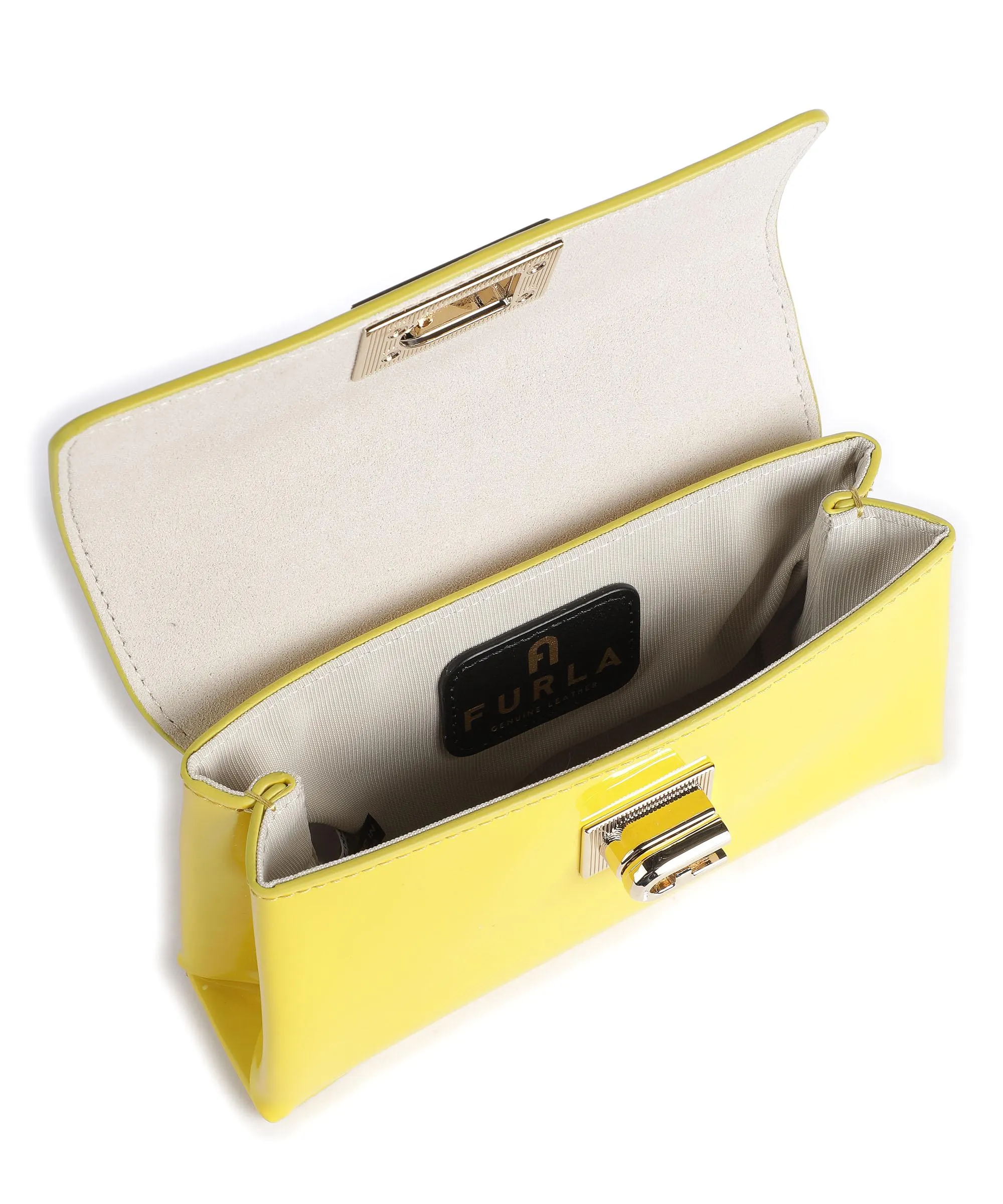  Furla 1927 Mini Borsa a tracolla pelle verniciata giallo  