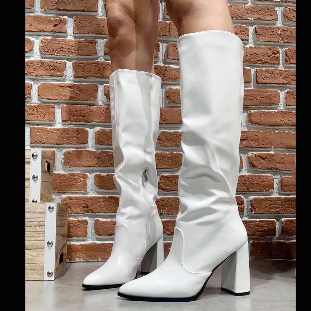 IF Fashion Stivali Alti Ginocchio Eco pelle Tacco Largo x8087 X8056