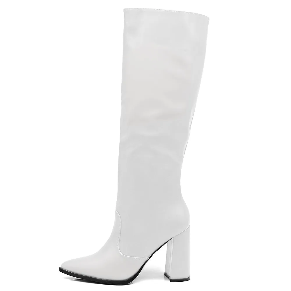 IF Fashion Stivali Alti Ginocchio Eco pelle Tacco Largo x8087 X8056