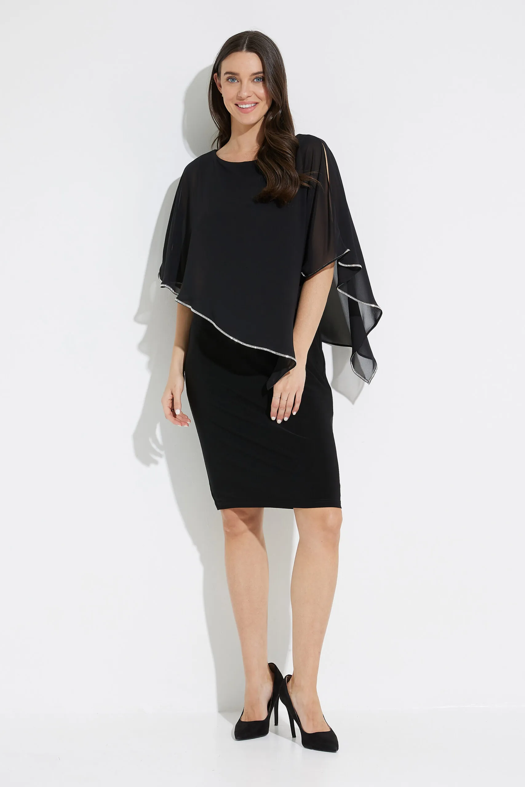 JOSEPH RIBKOFF Abito con mantella Chiffon Overlay Dress Style 223762