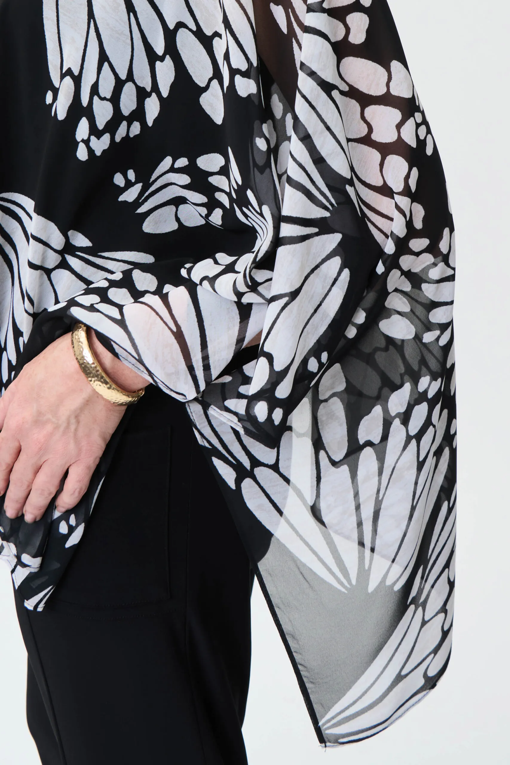 JOSEPH RIBKOFF Blusa donna 231163 Butterfly Print Chiffon Poncho