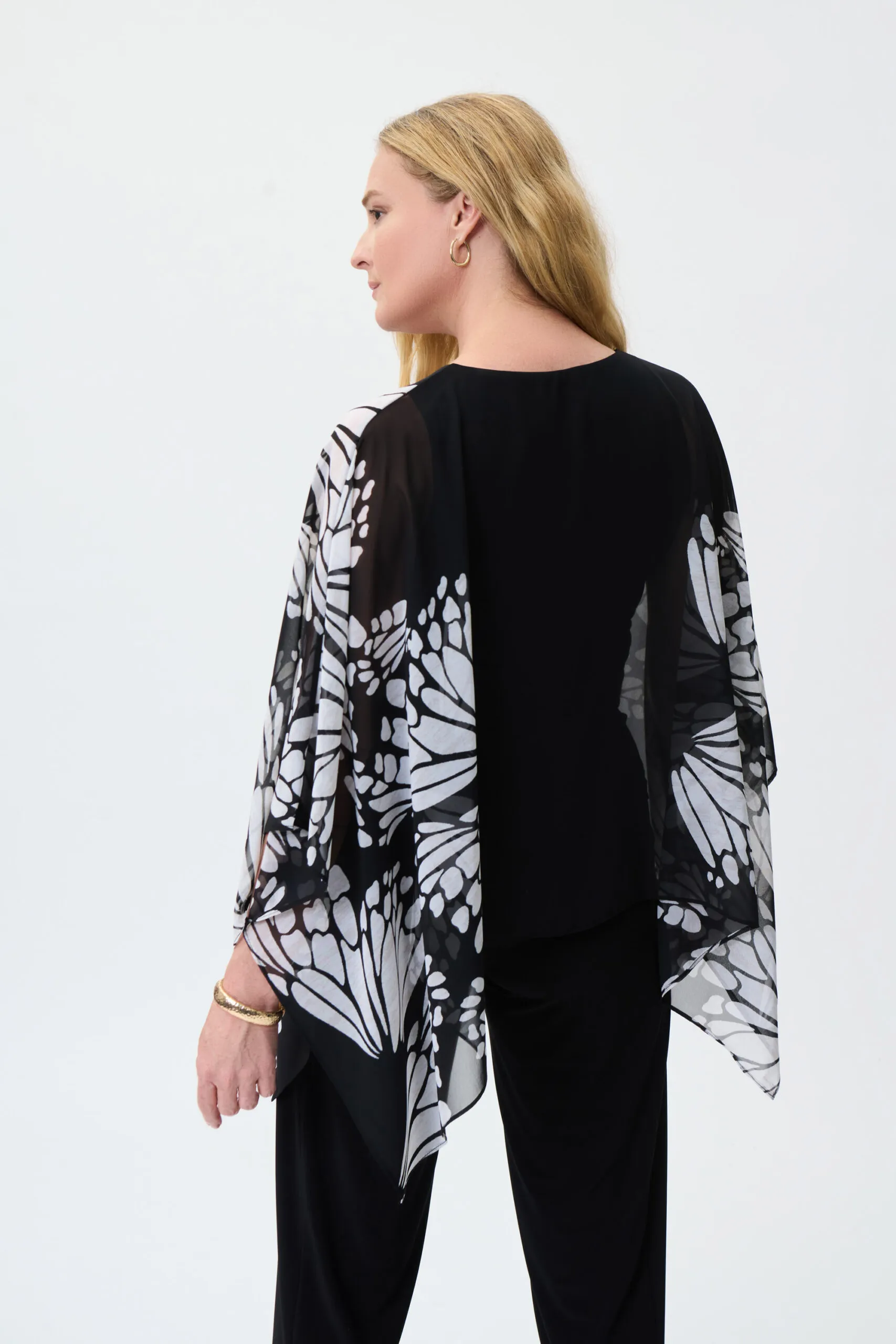 JOSEPH RIBKOFF Blusa donna 231163 Butterfly Print Chiffon Poncho