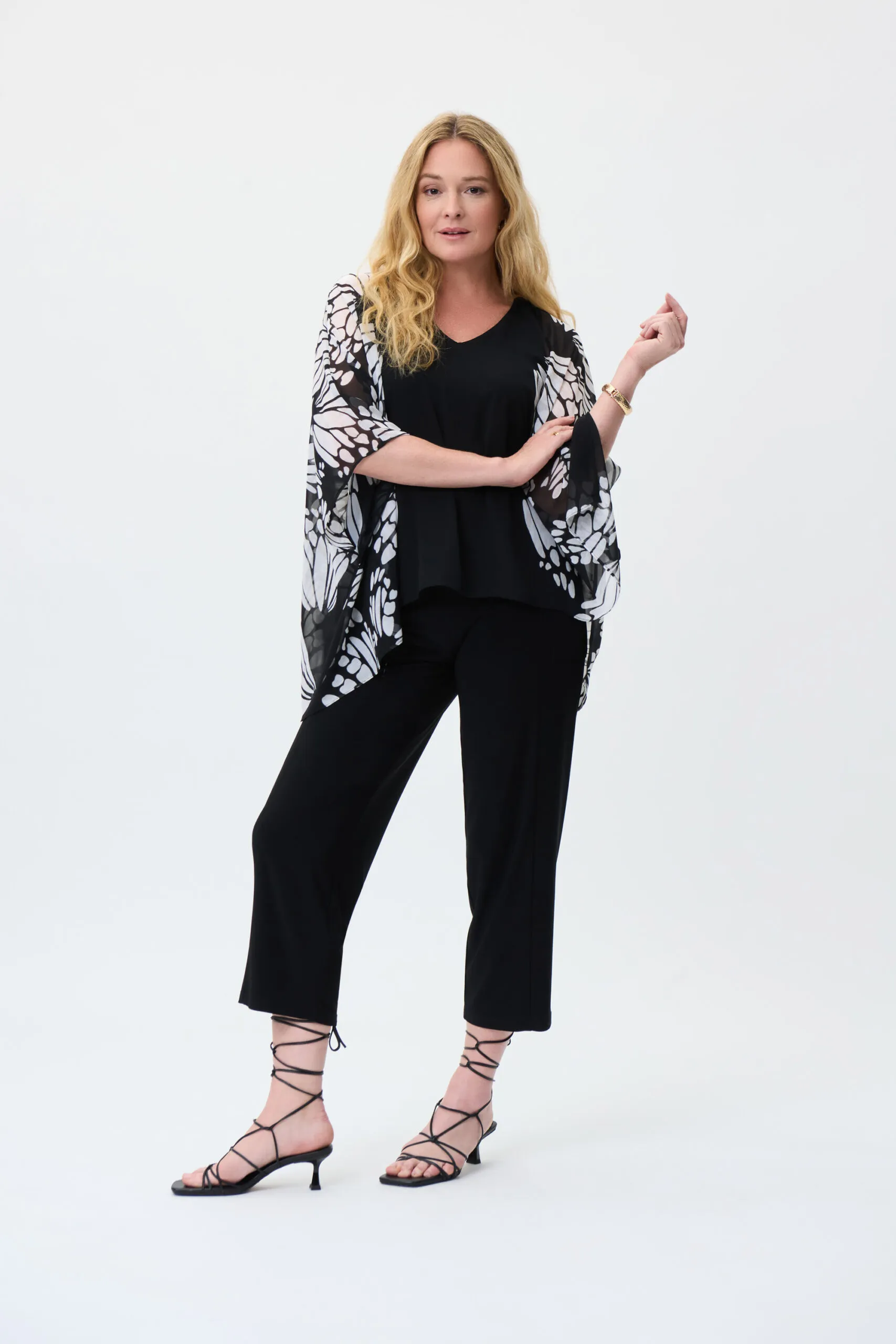 JOSEPH RIBKOFF Blusa donna 231163 Butterfly Print Chiffon Poncho