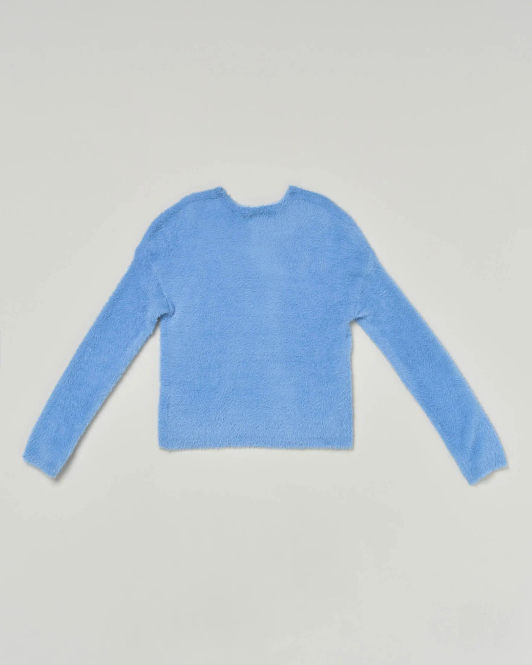 Maglia azzurra girocollo in eco-pelliccia 42-44