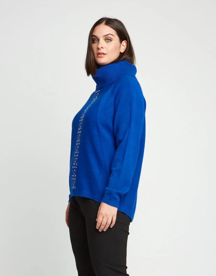 Maglia con collo alto e strass