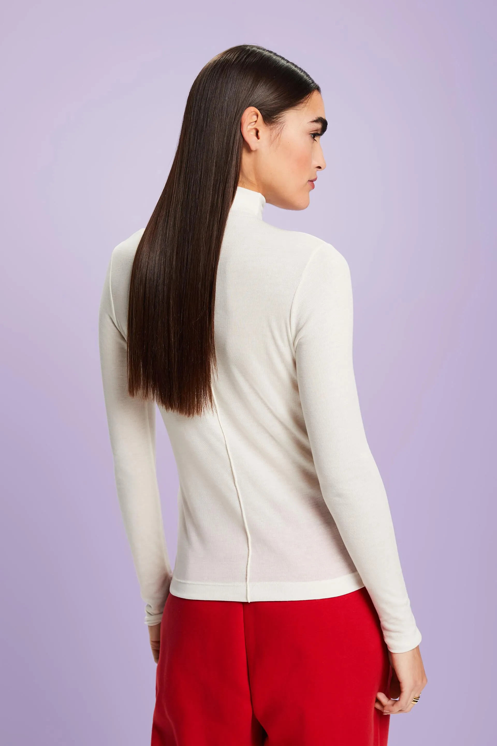 Maglia dolcevita a maniche lunghe in jersey
