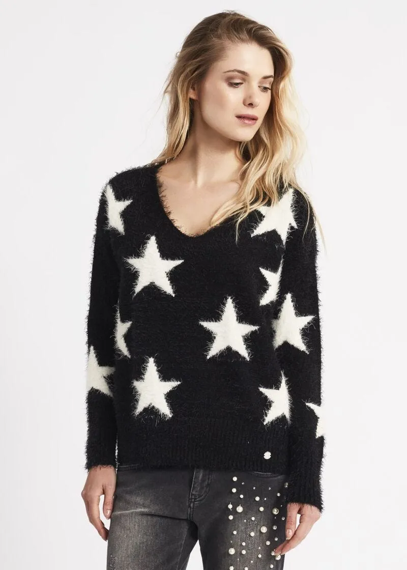 Maglia effetto pelliccia con stelle