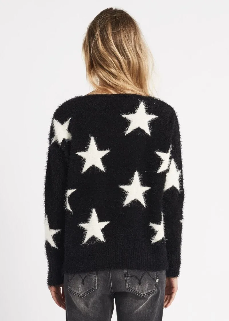 Maglia effetto pelliccia con stelle