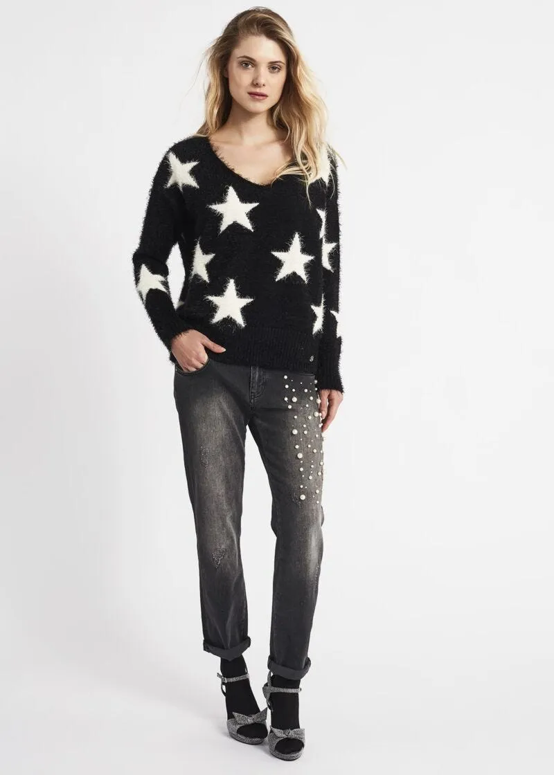 Maglia effetto pelliccia con stelle